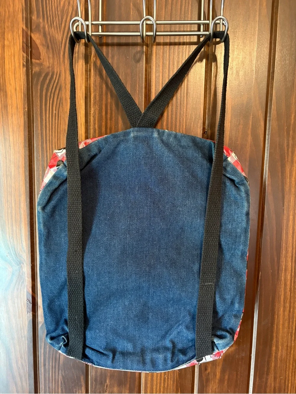 VTG 90s Picnic Ant Print Backpack Purse Denim Laminated Grunge Kitsch